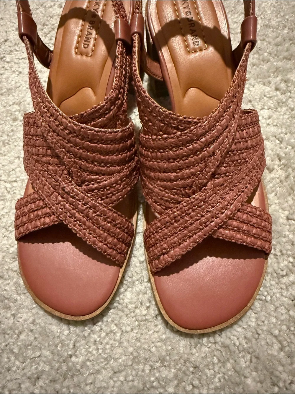 Lucky Brand Women's Braided Wedge Sandals - Rust Brown Size 9.5 NEW